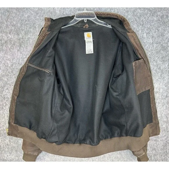 Vintage Carhartt Hooded Zip Up Jacket Mens Large RN# 14806 Brown - Picture 7 of 12